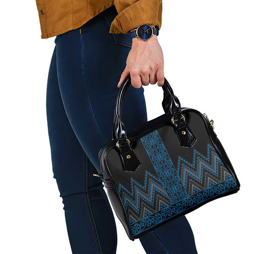 Blue Aotearoa Mangopare Kowhaiwhai and Niho Taniwha Shoulder Handbag Maori New Zealand