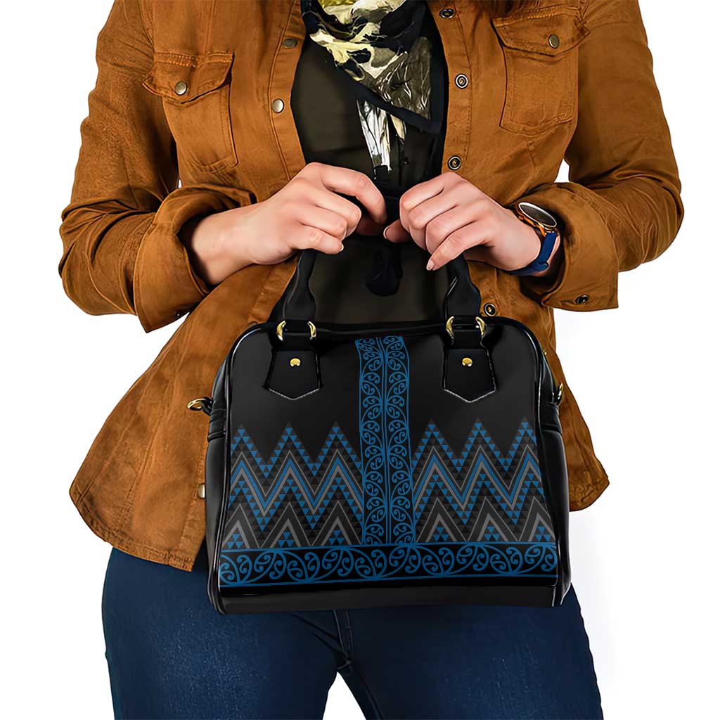 Blue Aotearoa Mangopare Kowhaiwhai and Niho Taniwha Shoulder Handbag Maori New Zealand