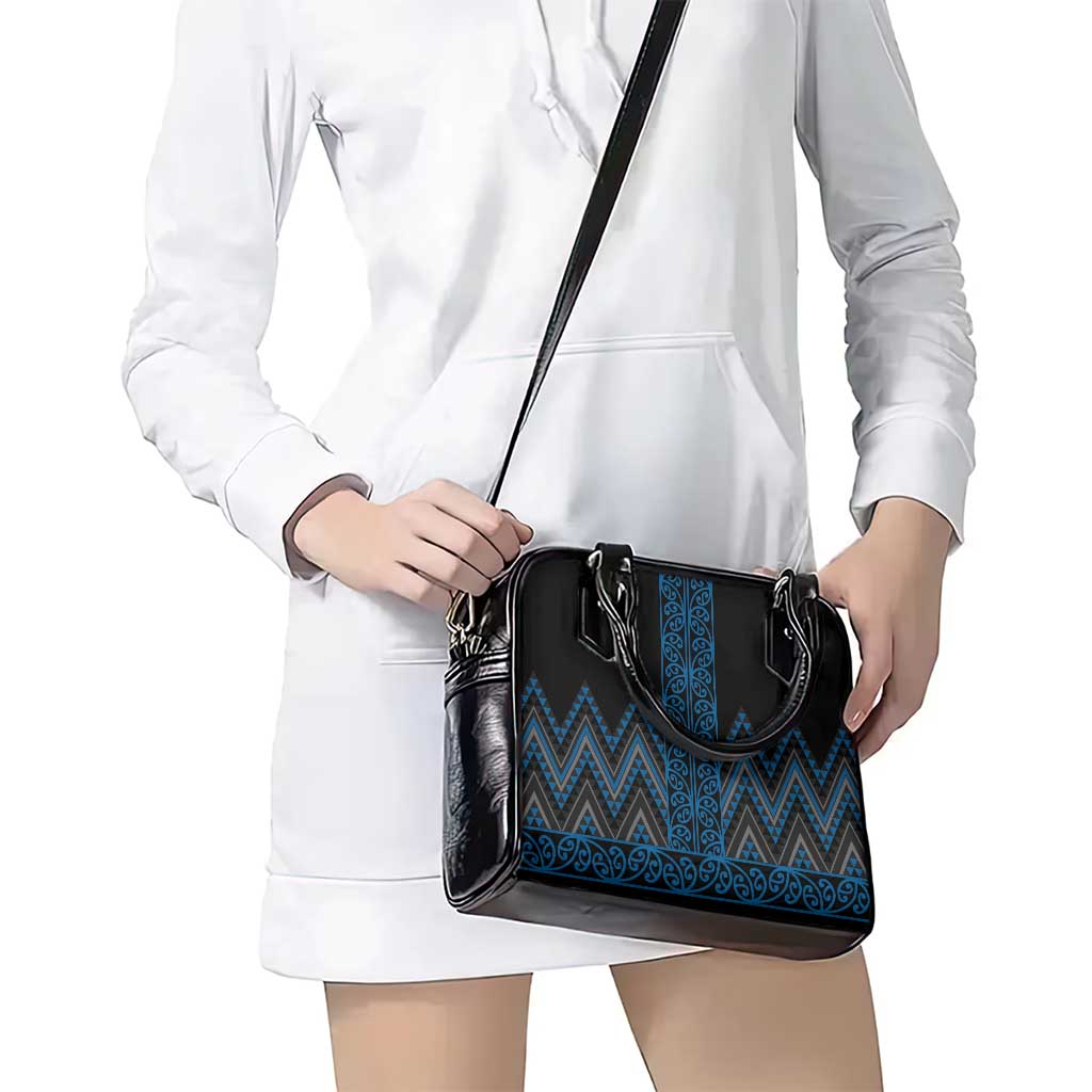 Blue Aotearoa Mangopare Kowhaiwhai and Niho Taniwha Shoulder Handbag Maori New Zealand