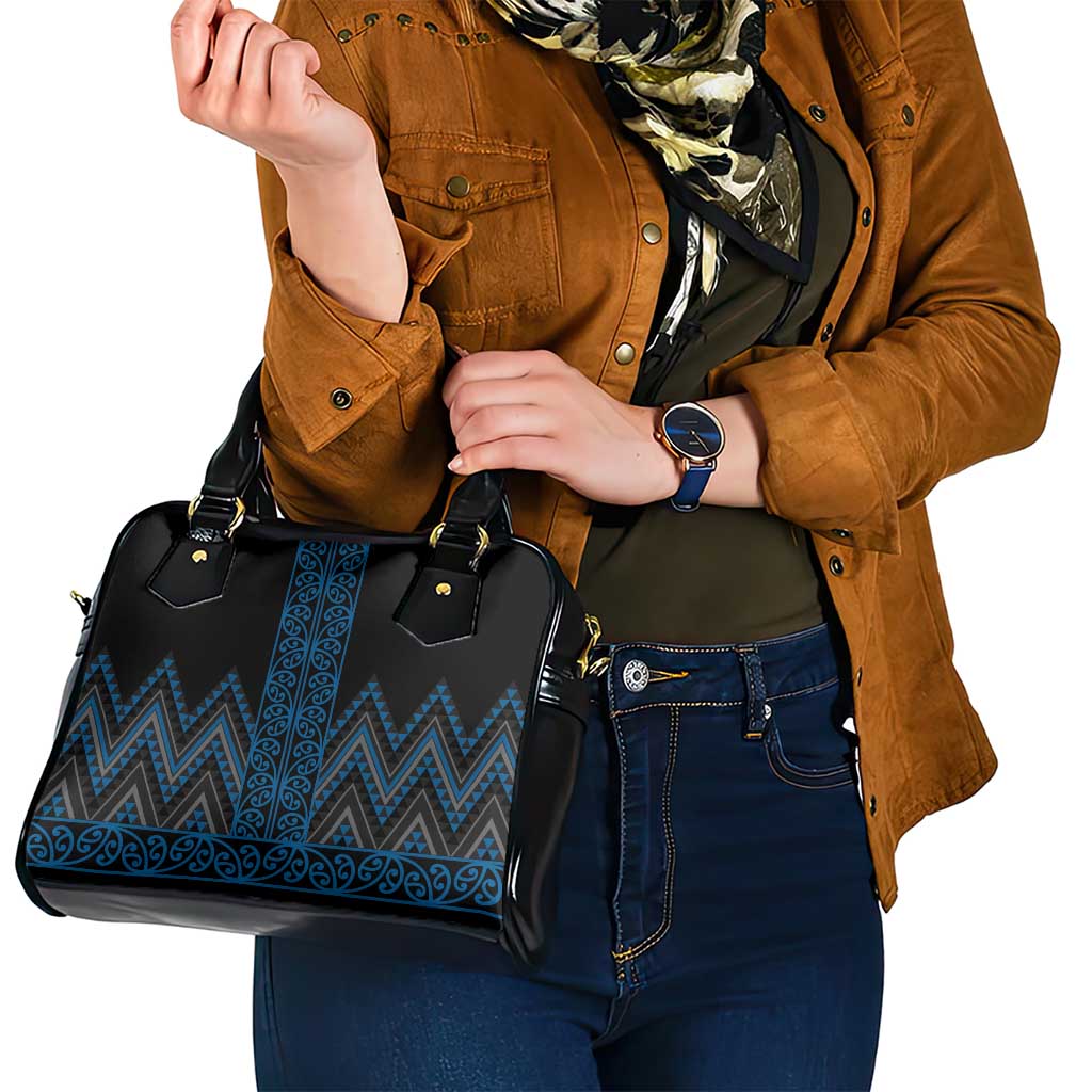 Blue Aotearoa Mangopare Kowhaiwhai and Niho Taniwha Shoulder Handbag Maori New Zealand