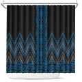Blue Aotearoa Mangopare Kowhaiwhai and Niho Taniwha Shower Curtain Maori New Zealand