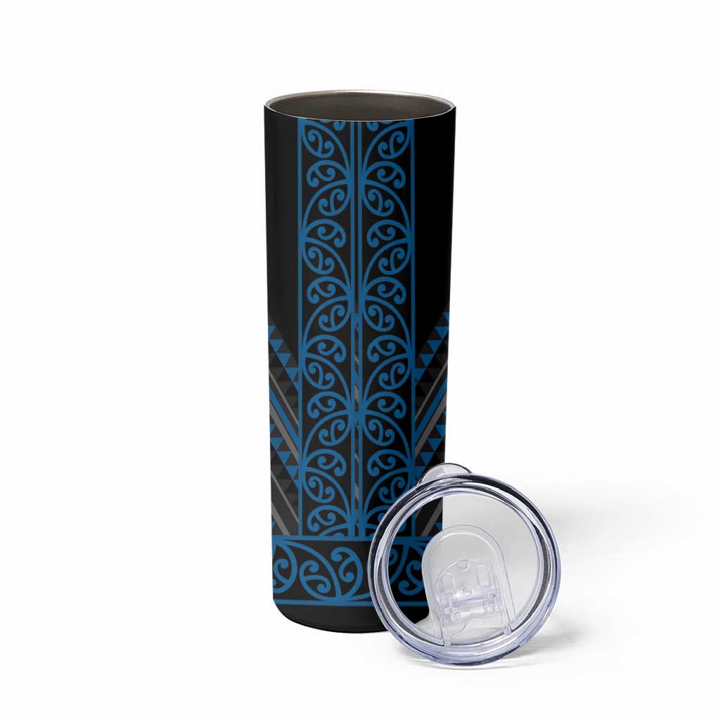 Blue Aotearoa Mangopare Kowhaiwhai and Niho Taniwha Skinny Tumbler Maori New Zealand