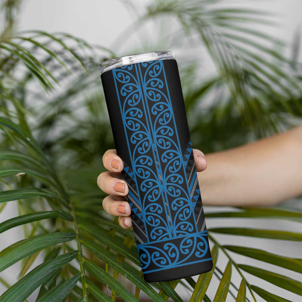 Blue Aotearoa Mangopare Kowhaiwhai and Niho Taniwha Skinny Tumbler Maori New Zealand