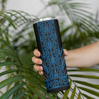 Blue Aotearoa Mangopare Kowhaiwhai and Niho Taniwha Skinny Tumbler Maori New Zealand
