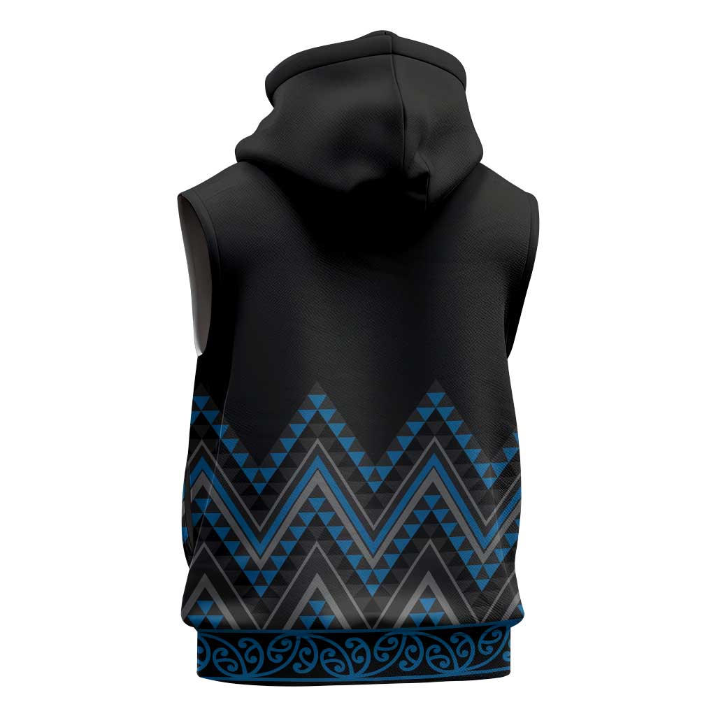 Blue Aotearoa Mangopare Kowhaiwhai Niho Taniwha Sleeveless Hoodie Maori New Zealand - Aussie Hoodie