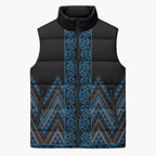 Blue Aotearoa Mangopare Kowhaiwhai Niho Taniwha Sleeveless Puffer Jacket Maori New Zealand - Aussie Hoodie