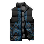 Blue Aotearoa Mangopare Kowhaiwhai Niho Taniwha Sleeveless Puffer Jacket Maori New Zealand - Aussie Hoodie