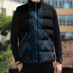 Blue Aotearoa Mangopare Kowhaiwhai Niho Taniwha Sleeveless Puffer Jacket Maori New Zealand - Aussie Hoodie