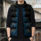 Blue Aotearoa Mangopare Kowhaiwhai Niho Taniwha Sleeveless Puffer Jacket Maori New Zealand - Aussie Hoodie