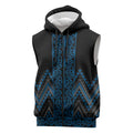 Blue Aotearoa Mangopare Kowhaiwhai Niho Taniwha Sleeveless Zip Hoodie Maori New Zealand LT14