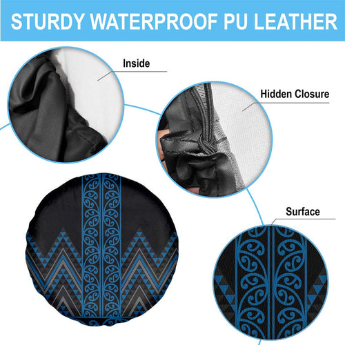 Blue Aotearoa Mangopare Kowhaiwhai and Niho Taniwha Spare Tire Cover Maori New Zealand