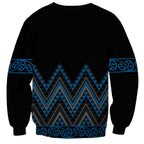 Blue Aotearoa Mangopare Kowhaiwhai and Niho Taniwha Sweatshirt Maori New Zealand