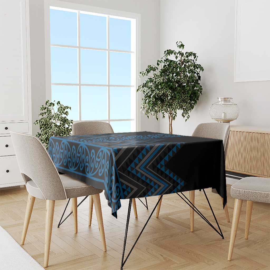 Blue Aotearoa Mangopare Kowhaiwhai and Niho Taniwha Tablecloth Maori New Zealand