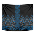 Blue Aotearoa Mangopare Kowhaiwhai and Niho Taniwha Tapestry Maori New Zealand