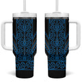 Blue Aotearoa Mangopare Kowhaiwhai and Niho Taniwha Tumbler With Handle Maori New Zealand