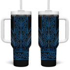 Blue Aotearoa Mangopare Kowhaiwhai and Niho Taniwha Tumbler With Handle Maori New Zealand