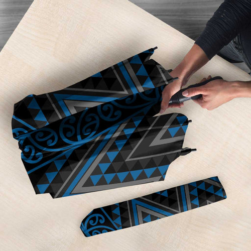 Blue Aotearoa Mangopare Kowhaiwhai Niho Taniwha Umbrella Maori New Zealand - Aussie Hoodie