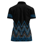 Blue Aotearoa Mangopare Kowhaiwhai and Niho Taniwha Women Polo Shirt Maori New Zealand