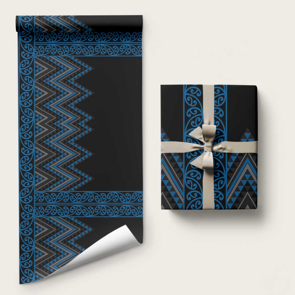 Blue Aotearoa Mangopare Kowhaiwhai and Niho Taniwha Wrapping Paper Maori New Zealand - Aussie Hoodie