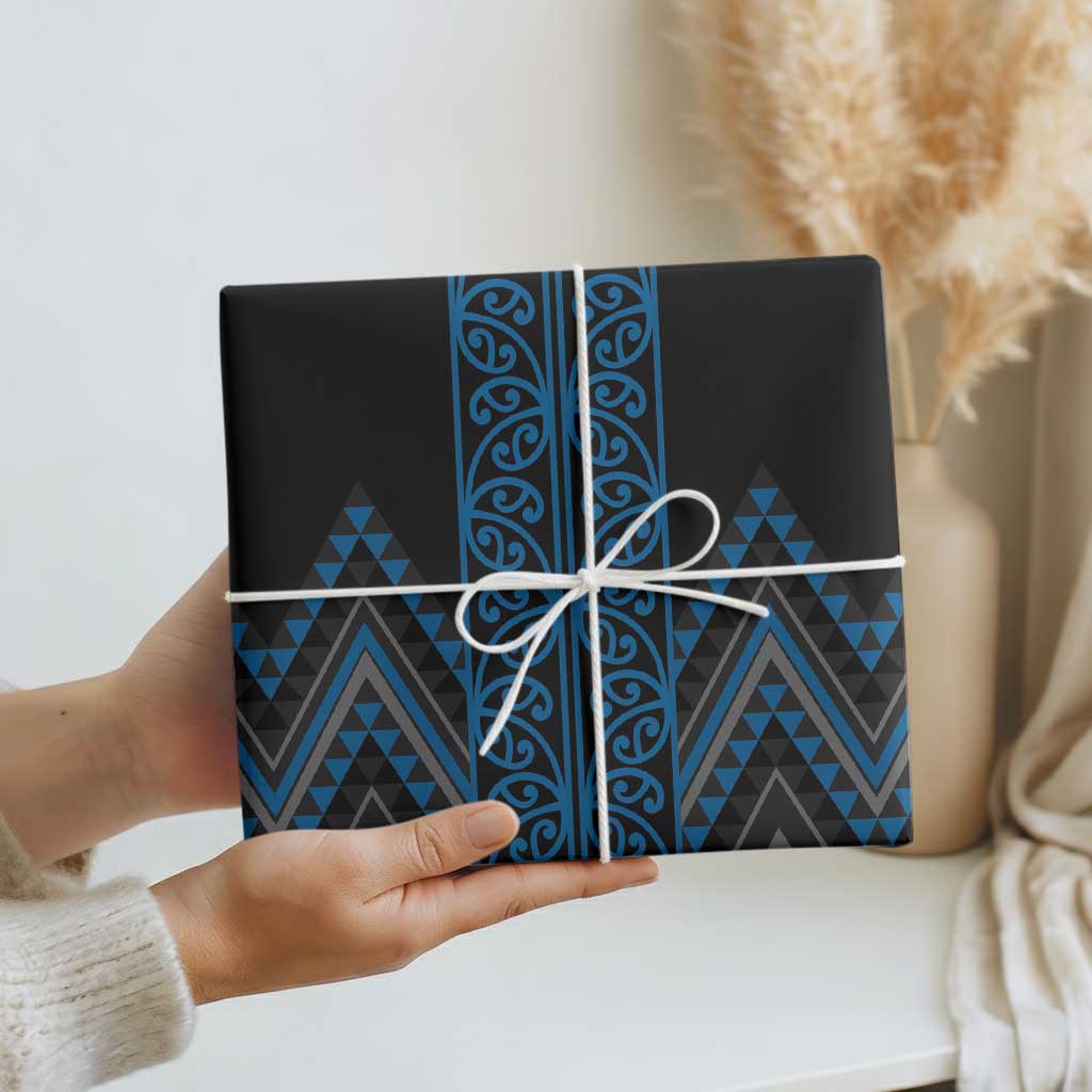 Blue Aotearoa Mangopare Kowhaiwhai and Niho Taniwha Wrapping Paper Maori New Zealand - Aussie Hoodie