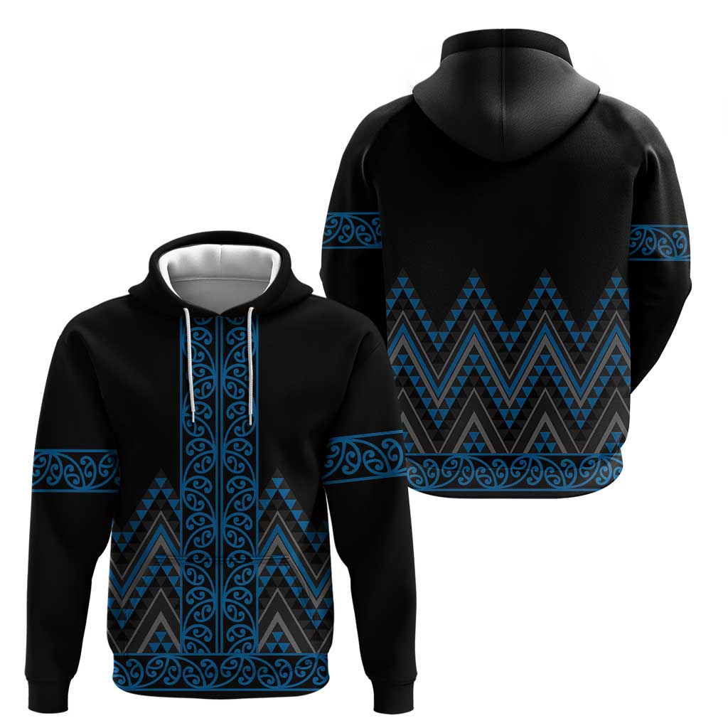 Blue Aotearoa Mangopare Kowhaiwhai and Niho Taniwha Zip Hoodie Maori New Zealand