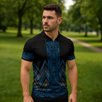 Blue Aotearoa Mangopare Kowhaiwhai Niho Taniwha Zipper Polo Shirt Maori New Zealand - Aussie Hoodie