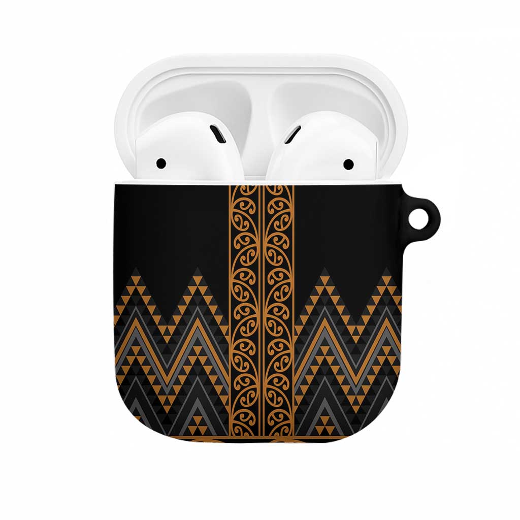 Gold Aotearoa Mangopare Kowhaiwhai Niho Taniwha AirPods Case Maori New Zealand - Aussie Hoodie
