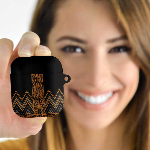 Gold Aotearoa Mangopare Kowhaiwhai Niho Taniwha AirPods Case Maori New Zealand - Aussie Hoodie