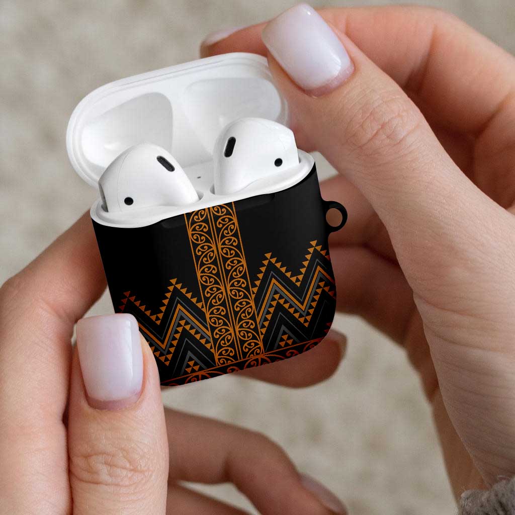 Gold Aotearoa Mangopare Kowhaiwhai Niho Taniwha AirPods Case Maori New Zealand - Aussie Hoodie