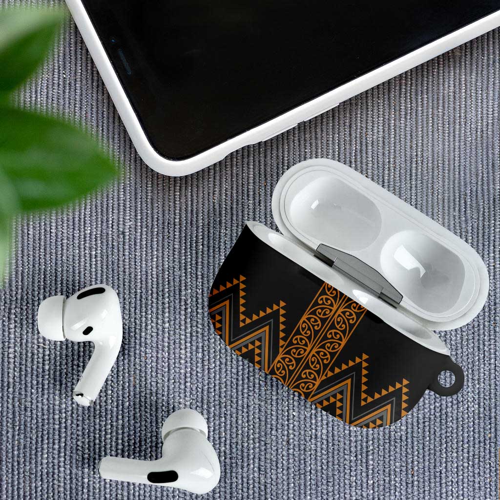 Gold Aotearoa Mangopare Kowhaiwhai Niho Taniwha AirPods Case Maori New Zealand - Aussie Hoodie