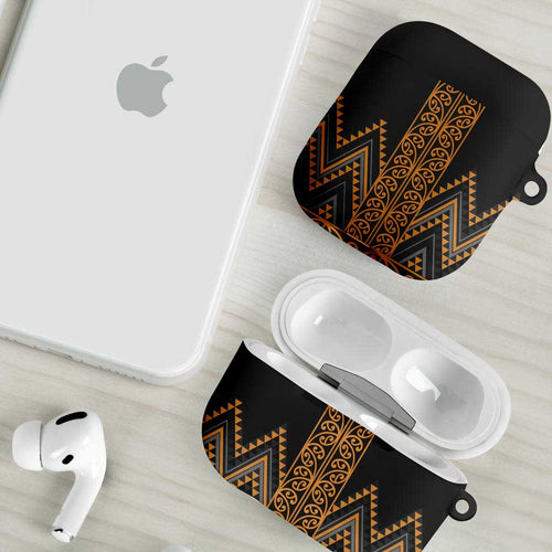Gold Aotearoa Mangopare Kowhaiwhai Niho Taniwha AirPods Case Maori New Zealand - Aussie Hoodie