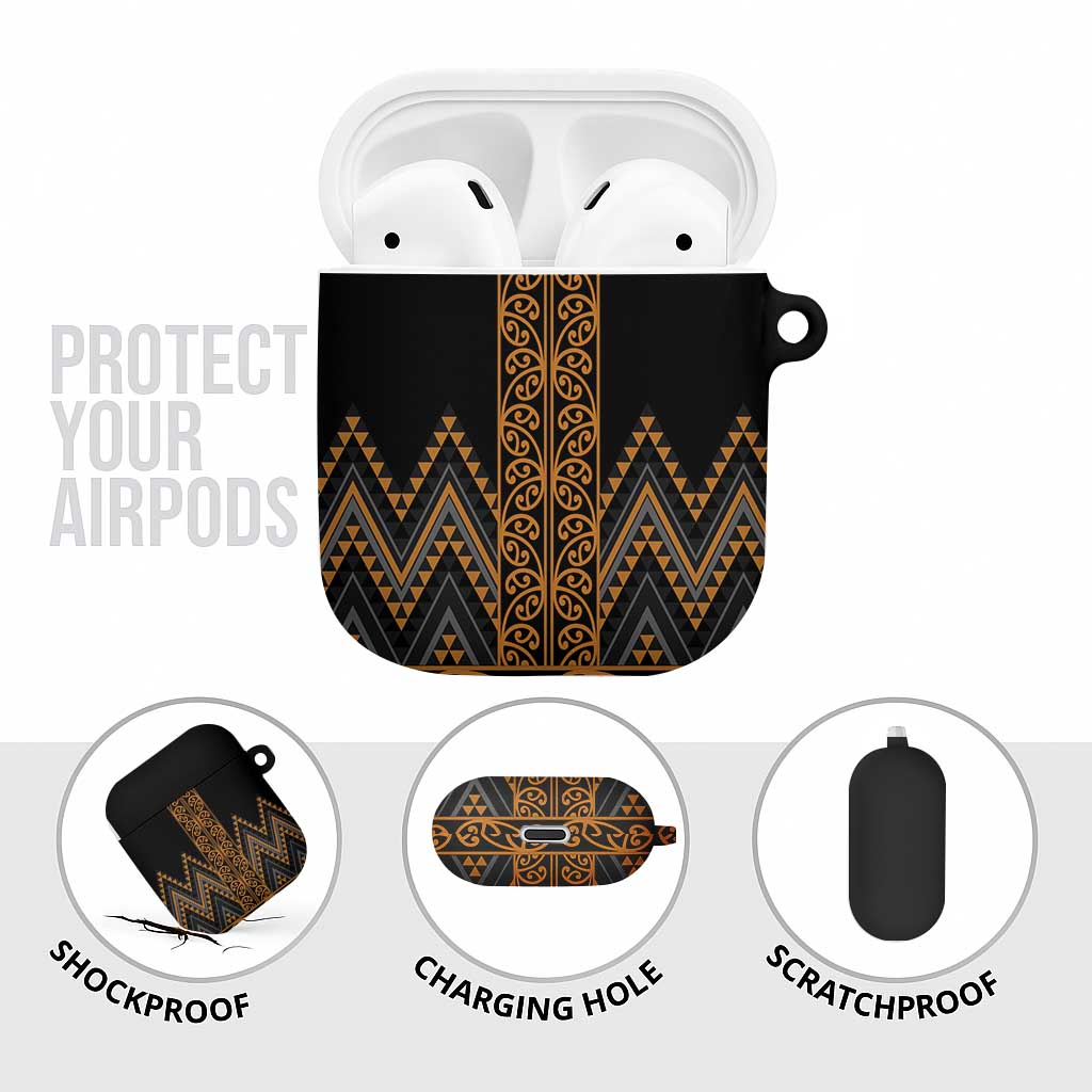Gold Aotearoa Mangopare Kowhaiwhai Niho Taniwha AirPods Case Maori New Zealand - Aussie Hoodie