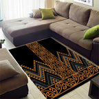 Gold Aotearoa Mangopare Kowhaiwhai and Niho Taniwha Area Rug Maori New Zealand