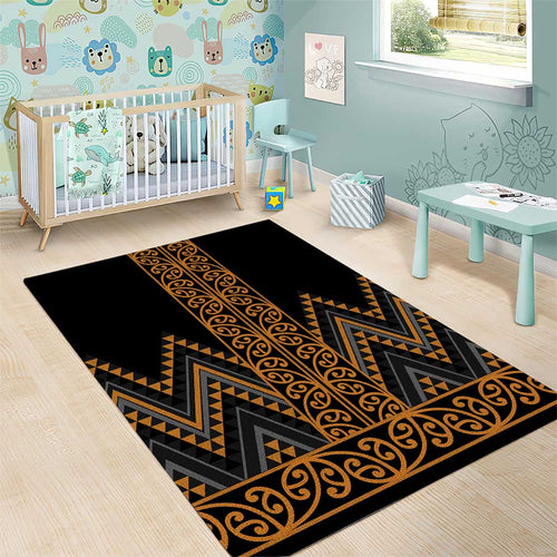 Gold Aotearoa Mangopare Kowhaiwhai and Niho Taniwha Area Rug Maori New Zealand