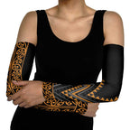 Gold Aotearoa Mangopare Kowhaiwhai Niho Taniwha Arm Sleeves Maori New Zealand - Aussie Hoodie