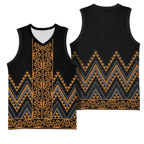 Gold Aotearoa Mangopare Kowhaiwhai Niho Taniwha Basketball Jersey Maori New Zealand - Aussie Hoodie