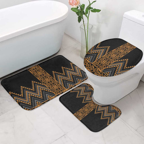 Gold Aotearoa Mangopare Kowhaiwhai Niho Taniwha Bathroom Set Maori New Zealand - Aussie Hoodie