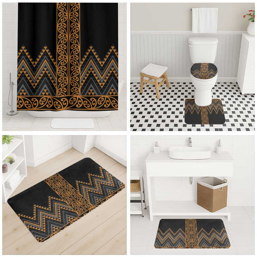 Gold Aotearoa Mangopare Kowhaiwhai Niho Taniwha Bathroom Set Maori New Zealand - Aussie Hoodie