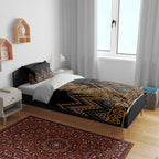 Gold Aotearoa Mangopare Kowhaiwhai and Niho Taniwha Bedding Set Maori New Zealand