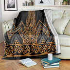 Gold Aotearoa Mangopare Kowhaiwhai and Niho Taniwha Blanket Maori New Zealand