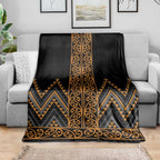 Gold Aotearoa Mangopare Kowhaiwhai and Niho Taniwha Blanket Maori New Zealand