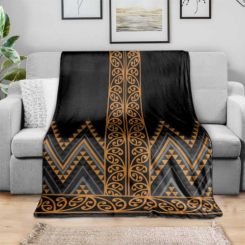Gold Aotearoa Mangopare Kowhaiwhai and Niho Taniwha Blanket Maori New Zealand