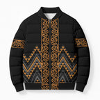 Gold Aotearoa Mangopare Kowhaiwhai Niho Taniwha Bomber Puffer Jacket Maori New Zealand - Aussie Hoodie