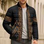 Gold Aotearoa Mangopare Kowhaiwhai Niho Taniwha Bomber Puffer Jacket Maori New Zealand - Aussie Hoodie