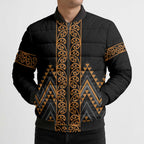 Gold Aotearoa Mangopare Kowhaiwhai Niho Taniwha Bomber Puffer Jacket Maori New Zealand - Aussie Hoodie