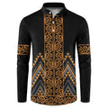 Gold Aotearoa Mangopare Kowhaiwhai and Niho Taniwha Button Sweatshirt Maori New Zealand