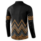 Gold Aotearoa Mangopare Kowhaiwhai and Niho Taniwha Button Sweatshirt Maori New Zealand