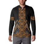 Gold Aotearoa Mangopare Kowhaiwhai and Niho Taniwha Button Sweatshirt Maori New Zealand