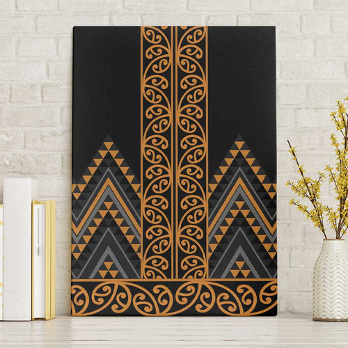 Gold Aotearoa Mangopare Kowhaiwhai and Niho Taniwha Canvas Wall Art Maori New Zealand