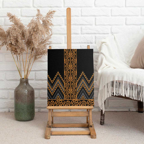 Gold Aotearoa Mangopare Kowhaiwhai and Niho Taniwha Canvas Wall Art Maori New Zealand